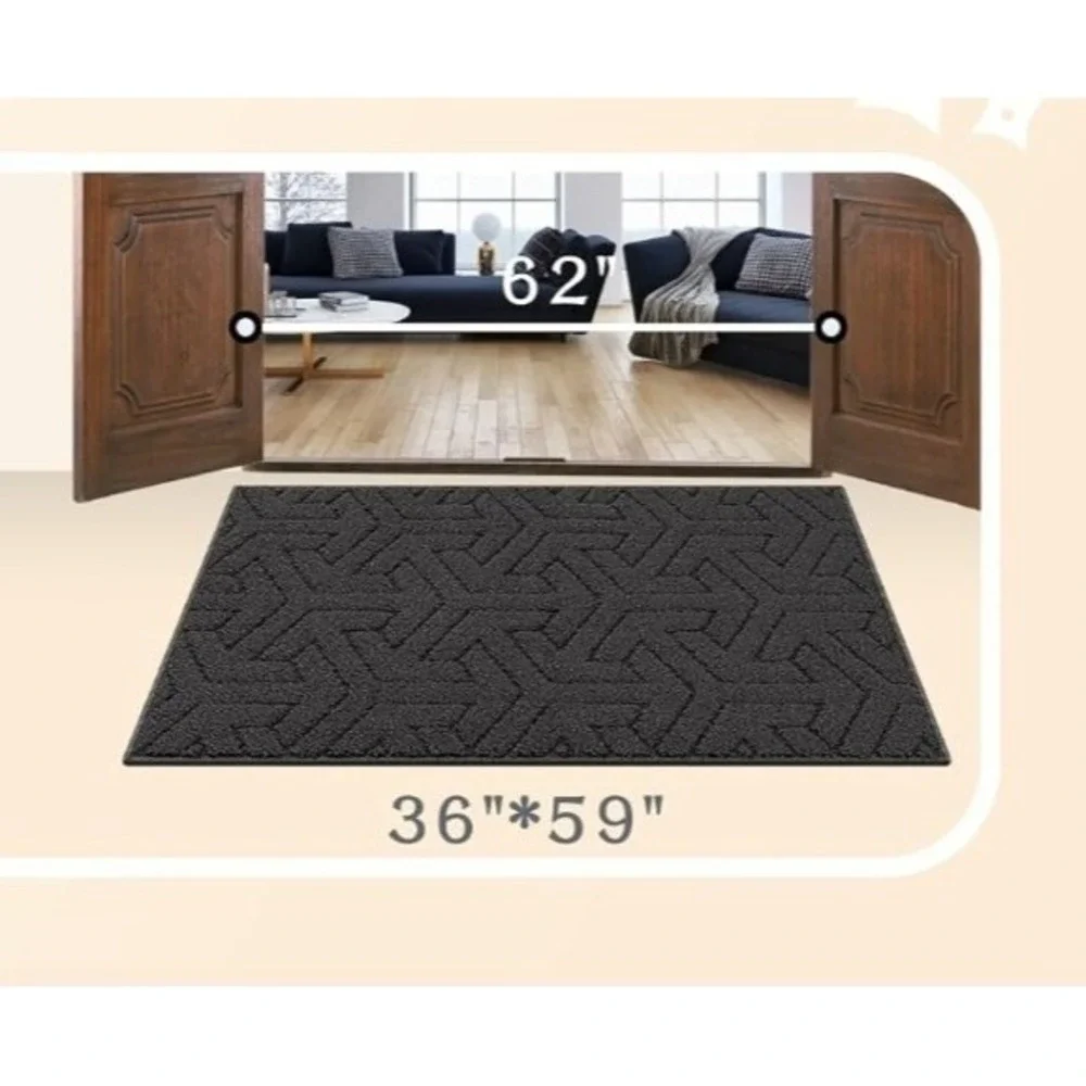 Villsure Door Mat, Non-Slip Entryway Mats Resist Dirt, 35 x 59, Gray